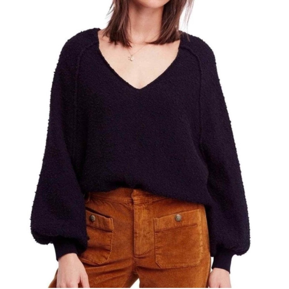 Free People Black V-Neck Sweater